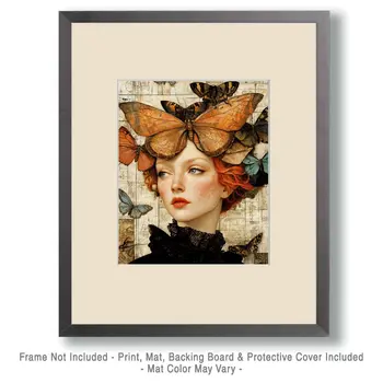 Butterfly Head - Vintage Art Prints - 8"x10" Art Print for 11"x14" Frame