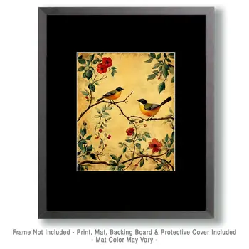 Antique Songbirds - Vintage Art Prints - 8"x10" Art Print for 11"x14" Frame