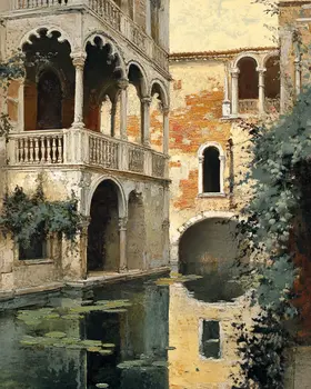 Venice Scene - Vintage Art Prints - 8"x10" Art Print for 11"x14" Frame