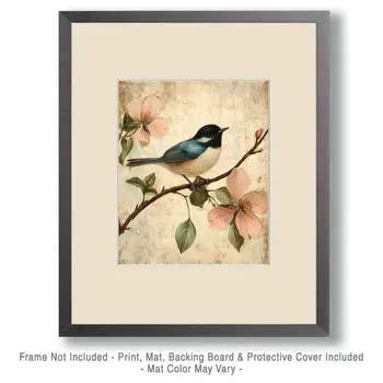 Antique Chickadee - Vintage Art Prints - 8"x10" Art Print for 11"x14" Frame