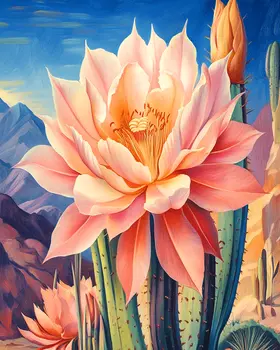 Big Desert Bloom - Southwestern Home Decor Wall Art Prints – 8″x10″ Artwork for 11″x14″ Frame