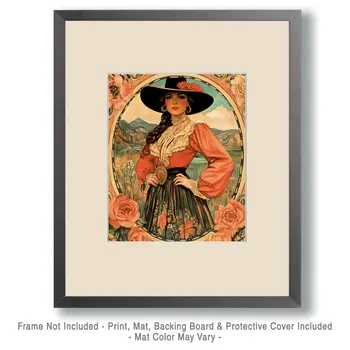 Desert Cowgirl High Fashion - Southwestern Home Decor Wall Art Prints – 8″x10″ Artwork for 11″x14″ Frame