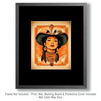 Vaquera - Southwestern Home Decor Wall Art Prints – 8″x10″ Artwork for 11″x14″ Frame