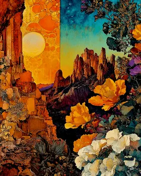 Abstract Desert Landscape - Southwestern Home Decor Wall Art Prints – 8″x10″ Artwork for 11″x14″ Frame