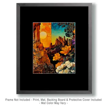 Abstract Desert Landscape - Southwestern Home Decor Wall Art Prints – 8″x10″ Artwork for 11″x14″ Frame