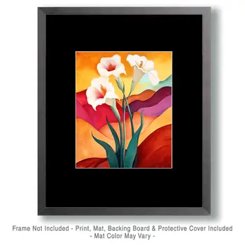Three Lillies - Southwestern Home Decor Wall Art Prints – 8″x10″ Artwork for 11″x14″ Frame