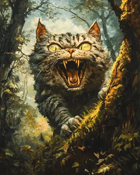 Appalachia Wampus Cat - Mythical Beasts Wall Art Prints – 8″x10″ Artwork for 11″x14″ Frame