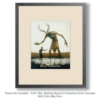 Wendigo Being Unreasonable - Cryptid Cryptozoology Wall Art Prints – 8″x10″ Artwork for 11″x14″ Frame