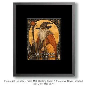 Wizard Logic "Magic Can Illuminate" Wall Art Prints – 8″x10″ Artwork for 11″x14″ Frame