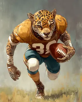 Leopard Football Player - Anthropomorphic Animal Art Prints – 8″x10″ Artwork for 11″x14″ Frame