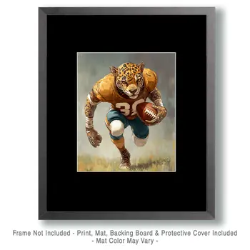 Leopard Football Player - Anthropomorphic Animal Art Prints – 8″x10″ Artwork for 11″x14″ Frame