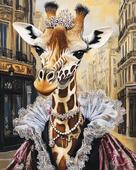Fancy Giraffe - Anthropomorphic Animal Art Prints – 8″x10″ Artwork for 11″x14″ Frame