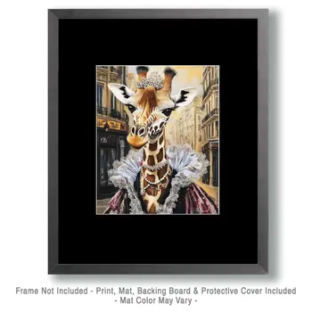 Fancy Giraffe - Anthropomorphic Animal Art Prints – 8″x10″ Artwork for 11″x14″ Frame