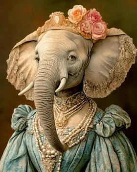 Miss Elephant - Anthropomorphic Animal Art Prints – 8″x10″ Artwork for 11″x14″ Frame