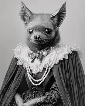 Mrs. Bat - Anthropomorphic Animal Art Prints – 8″x10″ Artwork for 11″x14″ Frame