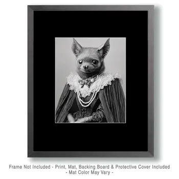 Mrs. Bat - Anthropomorphic Animal Art Prints – 8″x10″ Artwork for 11″x14″ Frame