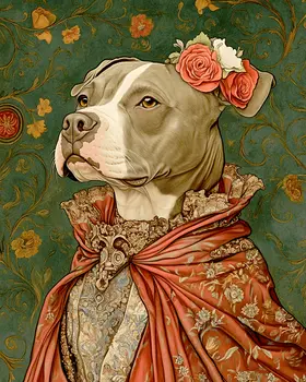 Mrs. Pitbull - Anthropomorphic Animal Art Prints – 8″x10″ Artwork for 11″x14″ Frame