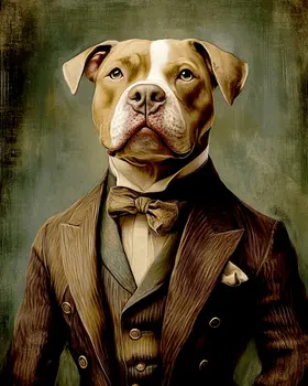 Mr. Pitbull - Anthropomorphic Animal Art Prints – 8″x10″ Artwork for 11″x14″ Frame