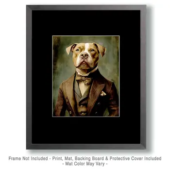 Mr. Pitbull - Anthropomorphic Animal Art Prints – 8″x10″ Artwork for 11″x14″ Frame