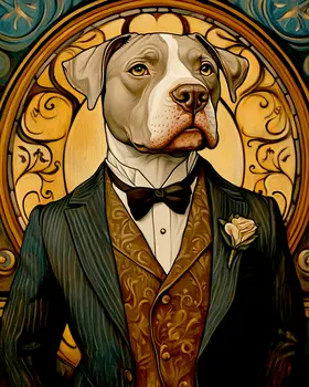 Pitbull in a Suit - Anthropomorphic Animal Art Prints – 8″x10″ Artwork for 11″x14″ Frame