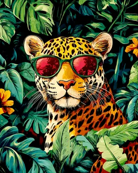 Hip Leopard - Anthropomorphic Animal Art Prints – 8″x10″ Artwork for 11″x14″ Frame