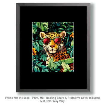 Hip Leopard - Anthropomorphic Animal Art Prints – 8″x10″ Artwork for 11″x14″ Frame
