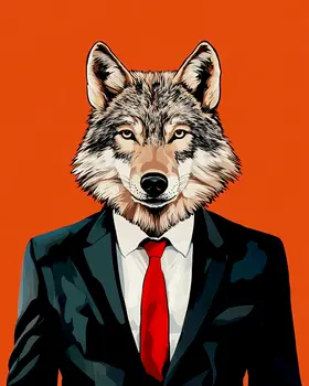 Wolf in Suit - Anthropomorphic Animal Art Prints – 8″x10″ Artwork for 11″x14″ Frame