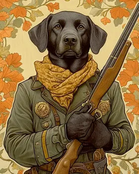 Labrador Hunter - Anthropomorphic Animal Art Prints – 8″x10″ Artwork for 11″x14″ Frame