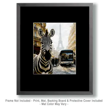 Zebra in the City - Anthropomorphic Animal Art Prints – 8″x10″ Artwork for 11″x14″ Frame