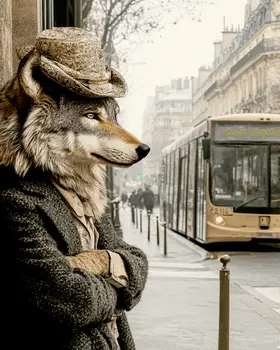 Wolf in the City - Anthropomorphic Animal Art Prints – 8″x10″ Artwork for 11″x14″ Frame