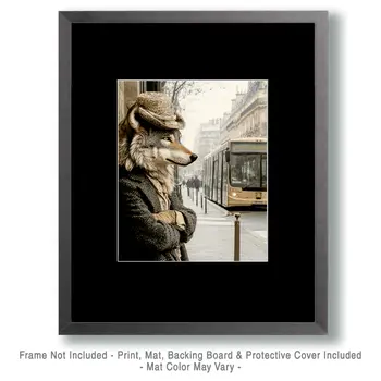 Wolf in the City - Anthropomorphic Animal Art Prints – 8″x10″ Artwork for 11″x14″ Frame
