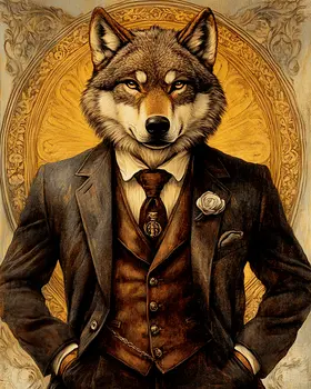Nouveau Wolf - Anthropomorphic Animal Art Prints – 8″x10″ Artwork for 11″x14″ Frame