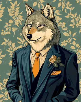 Wolf at Work - Anthropomorphic Animal Art Prints – 8″x10″ Artwork for 11″x14″ Frame
