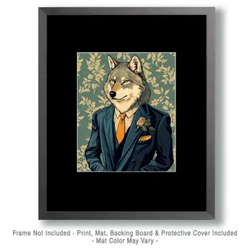 Wolf at Work - Anthropomorphic Animal Art Prints – 8″x10″ Artwork for 11″x14″ Frame