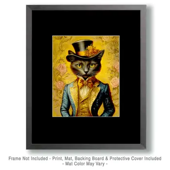 Lady Cat - Anthropomorphic Animal Art Prints – 8″x10″ Artwork for 11″x14″ Frame