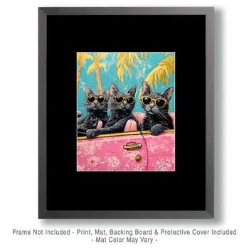 Kitty Joyride - Anthropomorphic Animal Art Prints – 8″x10″ Artwork for 11″x14″ Frame