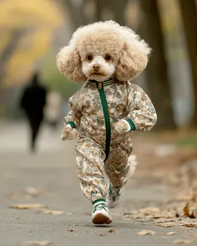 Poodle Jogging - Anthropomorphic Animal Art Prints – 8″x10″ Artwork for 11″x14″ Frame