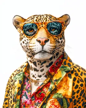 Cool Leopard - Anthropomorphic Animal Art Prints – 8″x10″ Artwork for 11″x14″ Frame