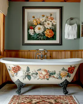Floral Artwork Above Bathtub - Bathroom Wall Art Prints – 8″x10″ Artwork for 11″x14″ Frame