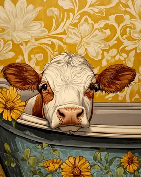 Cow in Bathtub - Bathroom Wall Art Prints – 8″x10″ Artwork for 11″x14″ Frame