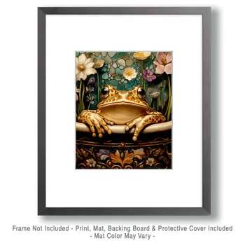 Frog in Bathtub - Bathroom Wall Art Prints – 8″x10″ Artwork for 11″x14″ Frame