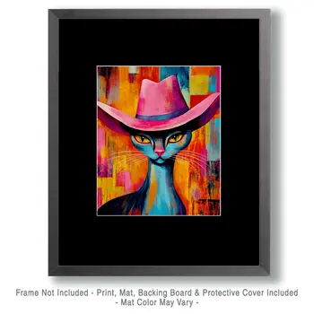 Cowgirl Cat "Long Tall Sally" Wall Art Prints – 8″x10″ Artwork for 11″x14″ Frame