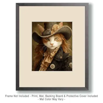 Cowgirl Cat "Kitty Kate" Wall Art Prints – 8″x10″ Artwork for 11″x14″ Frame