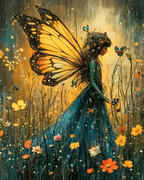 Floral Fairy - Fairies Wall Art Prints – 8″x10″ Artwork for 11″x14″ Frame