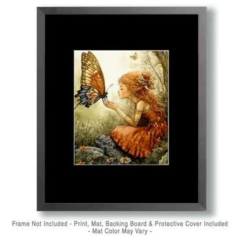 Fairy Butterfly Secret - Fairies Wall Art Prints – 8″x10″ Artwork for 11″x14″ Frame