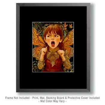 Angry Fairy - Fairies Wall Art Prints – 8″x10″ Artwork for 11″x14″ Frame