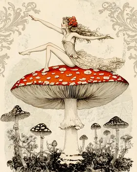 Amanita Fairy - Fairies Wall Art Prints – 8″x10″ Artwork for 11″x14″ Frame