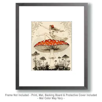 Amanita Fairy - Fairies Wall Art Prints – 8″x10″ Artwork for 11″x14″ Frame