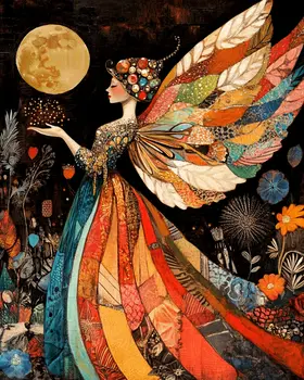 Midnight Fairy Magic - Fairies Wall Art Prints – 8″x10″ Artwork for 11″x14″ Frame