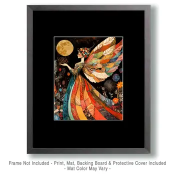 Midnight Fairy Magic - Fairies Wall Art Prints – 8″x10″ Artwork for 11″x14″ Frame